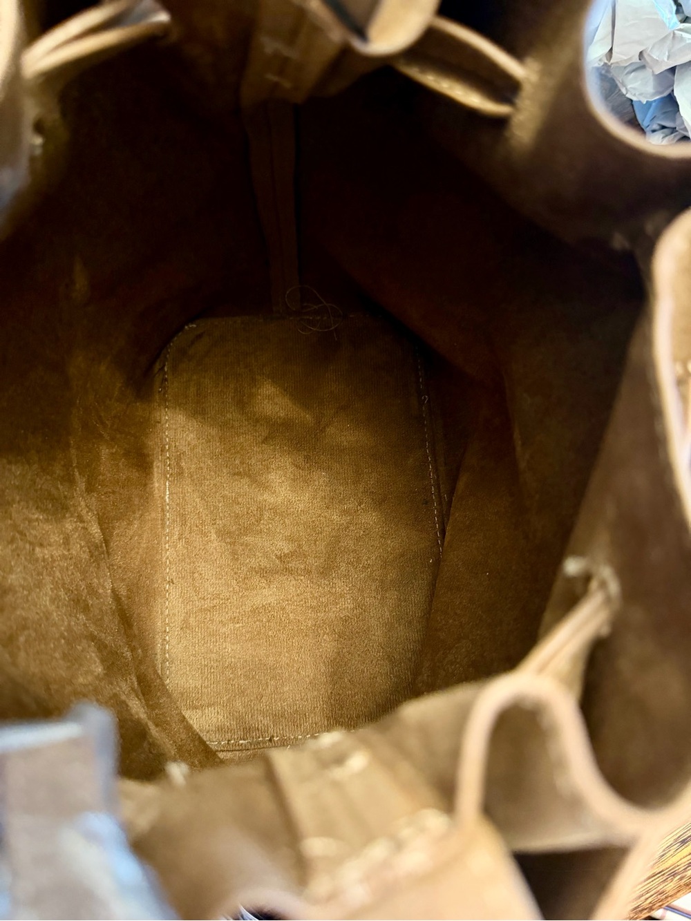 BCBG MaxAzria Faux Suede Bucket Shoulder Bag in Tan - Picture 6 of 8